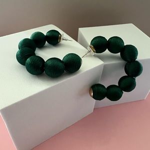 Boho Chic Hoop Earrings - A Splash of Emerald Elegance!